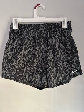 Nike Youth Black & Gray Patterned Athletic Shorts
